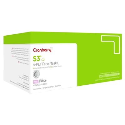 Cranberry - Cranberry S3 C2 Pleated ASTM Level 3 Earloop Mask