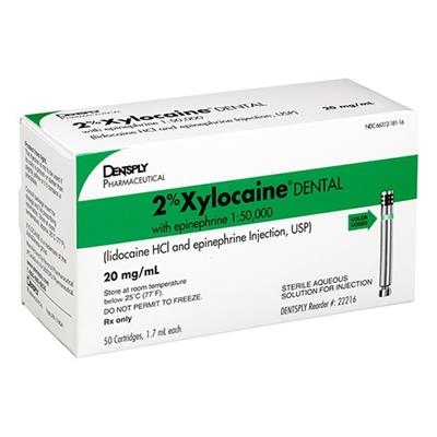 Dentsply Sirona - Xylocaine 1:50 2% Green Lidocaine 50/Pack