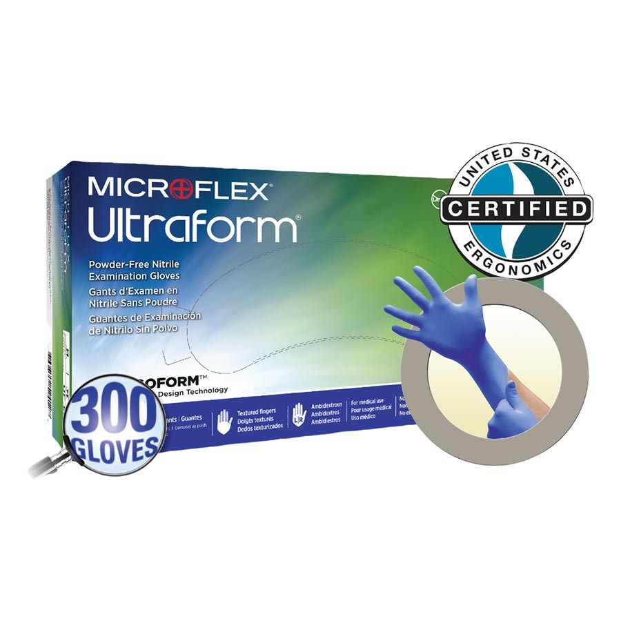 Ansell Microflex Ultraform Powder Free Nitrile Gloves