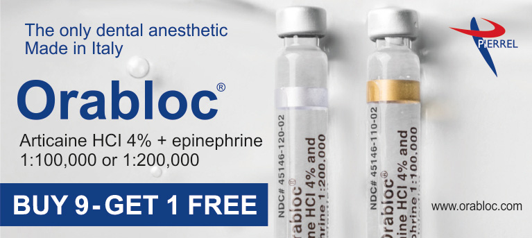 Pierrel Orabloc Articaine HCI 4% + epinephrine 1:100,000 or 1:200,000 Buy 9 Get 1 Free