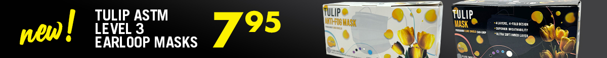 New! Tulip ASTM Level 3 Earloop Masks $7.95